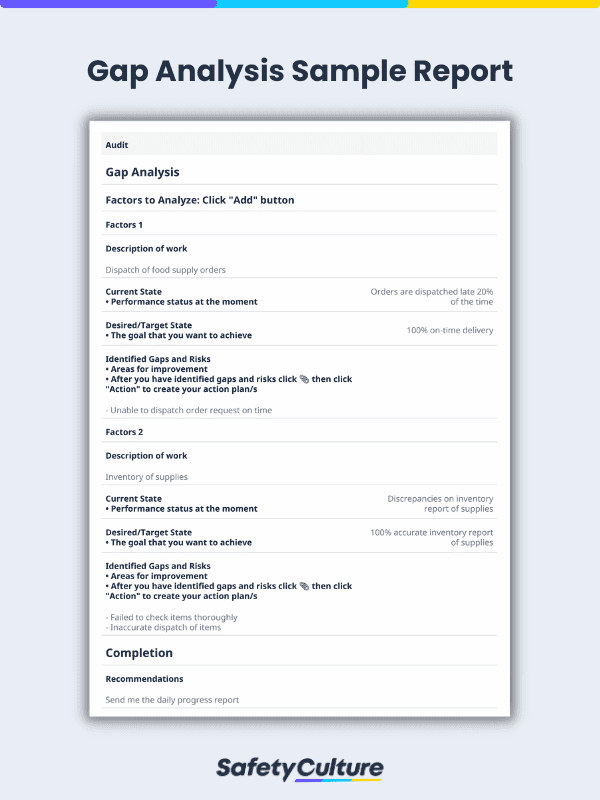 Gap Analysis Template Sample Report