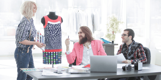 A team using retail project management software