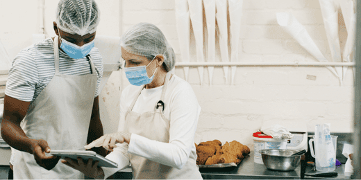 Food industry workers completing allergen awareness training