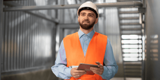 Manager applying risk assessment training on site