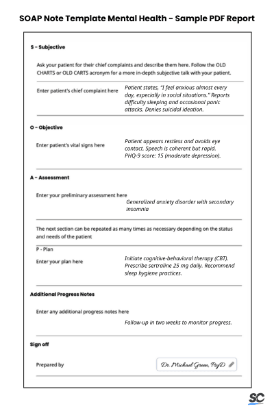 SOAP Note Template Mental Health - Sample PDF Report