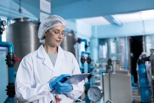 inspector using a factory housekeeping solution