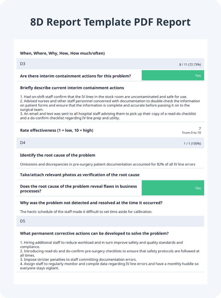 8D Report Template PDF Report