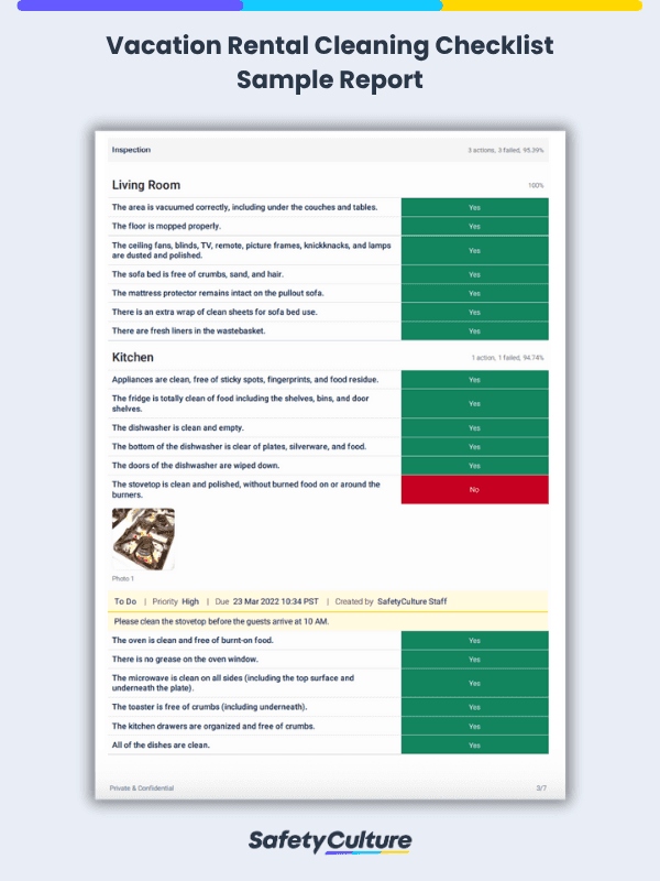 vacation rental cleaning checklist sample report