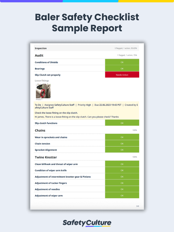 baler safety checklist sample report
