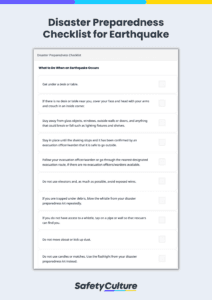 disaster preparedness checklist for earthquake