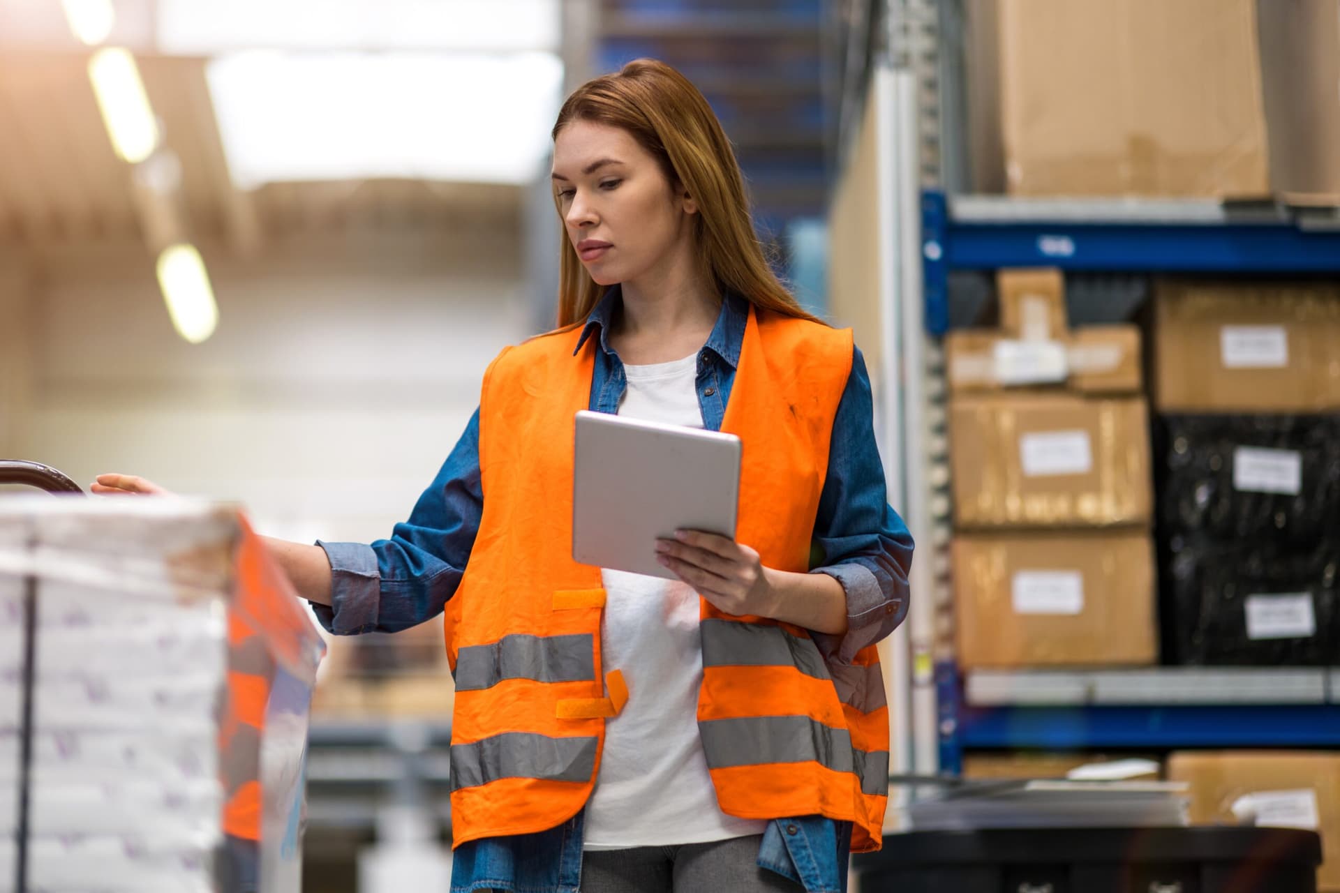 A retail manager doing checks using retail performance management software