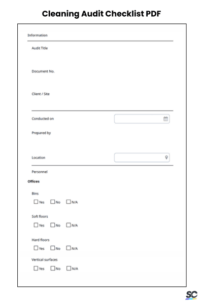 Cleaning Audit Checklist PDF