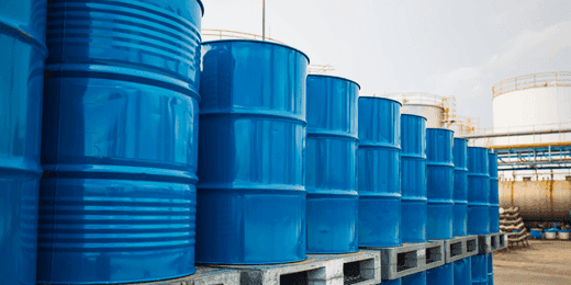 A line of oil drum storage