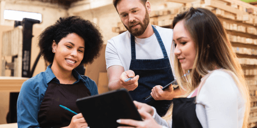 A team of shopkeepers doing inspections using retail workforce management software