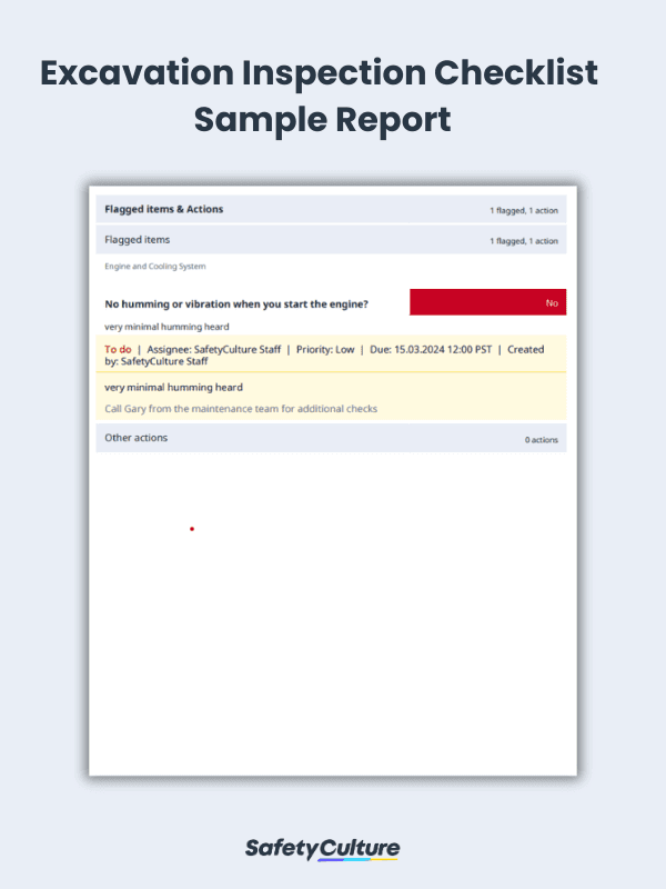 Excavation Inspection Checklist Sample Report