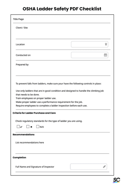 OSHA Ladder Safety PDF Checklist