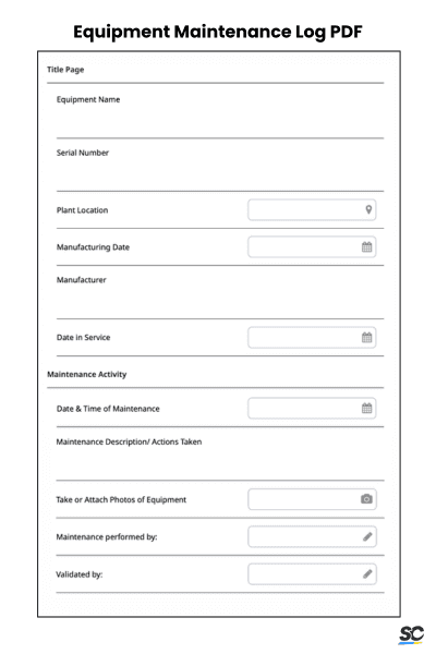 Equipment Maintenance Log PDF