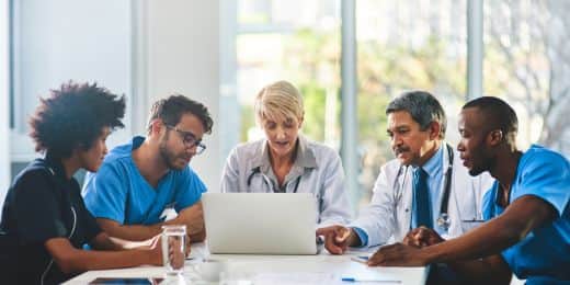 a group of organizational leaders conducting a strategic risk planning session