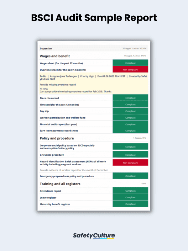 BSCI Audit Sample Report