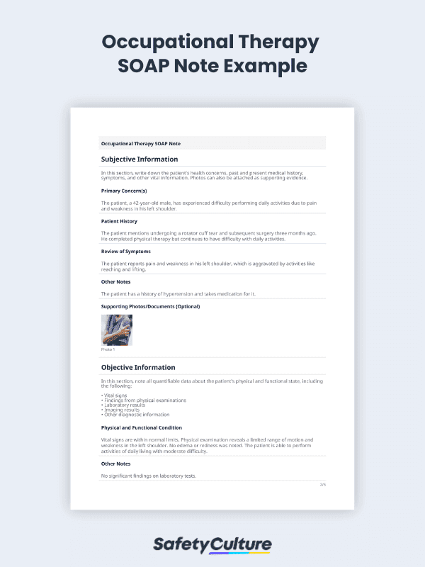 Occupational Therapy SOAP Note Example