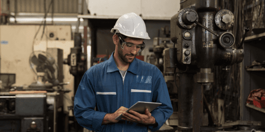 Factory staff doing lone working in manufacturing