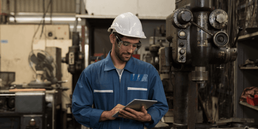 Factory staff doing lone working in manufacturing