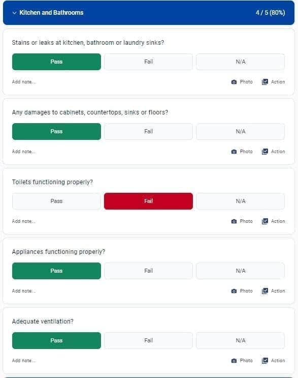 Insurance Inspection Pass or Fail type of response