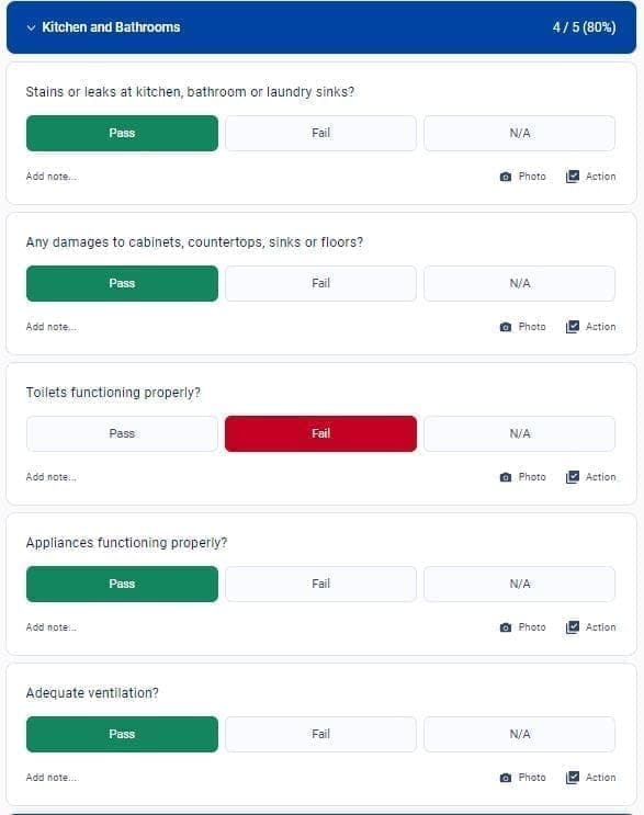 Insurance Inspection Pass or Fail type of response