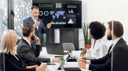 business strategic meeting with pestle analysis