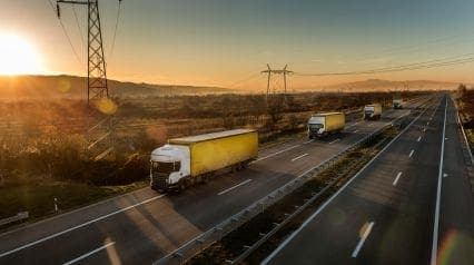 trucks on a convoy being deployed using fleet management practices