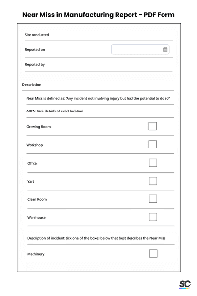 near miss in manufacturing example pdf form