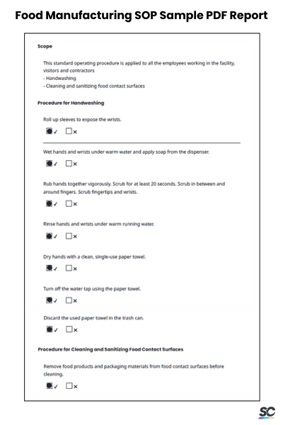 Food Manufacturing SOP Sample PDF Report