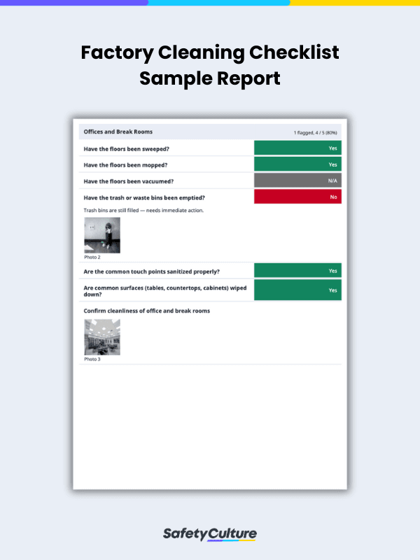 factory cleaning checklist sample report