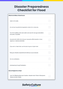 disaster preparedness checklist for flood