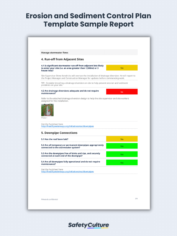 Erosion and Sediment Control Plan Template PDF SafetyCulture