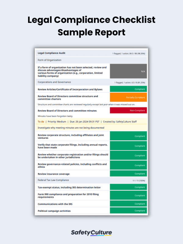 Free Legal Compliance Checklists | PDF | SafetyCulture