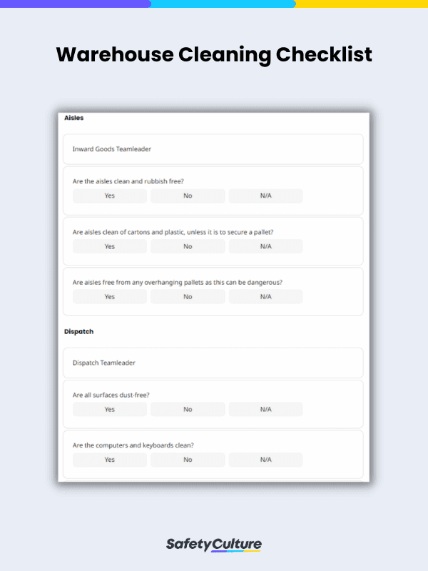 Free Warehouse Cleaning Checklist | PDF | SafetyCulture