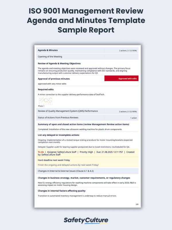 Free ISO 9001 Management Review Agenda and Minutes Template PDF