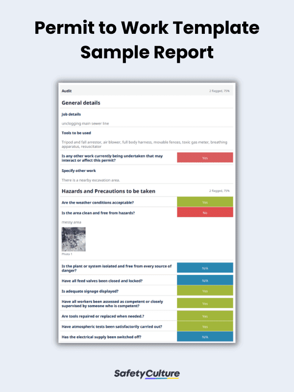 Free Permit to Work Template PDF SafetyCulture