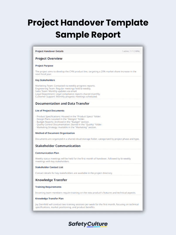 Free Project Handover Template | PDF | SafetyCulture