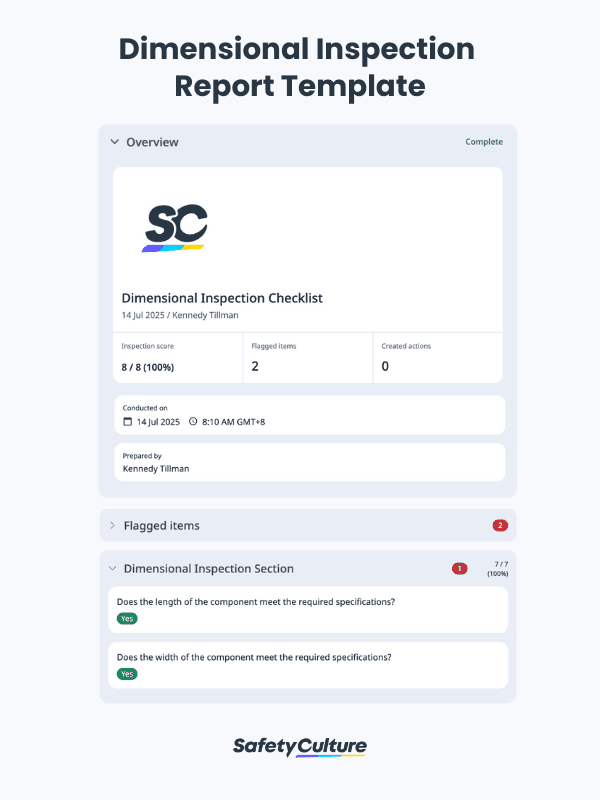 Dimensional Inspection Report Template | PDF | SafetyCulture