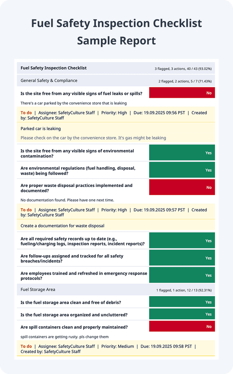 Free Fuel Safety Inspection Checklists, Forms, & Templates