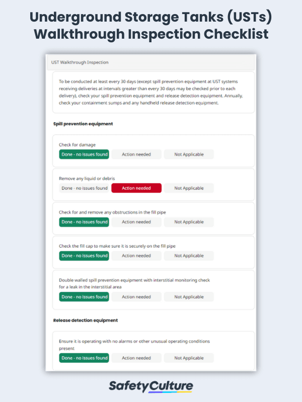 Underground Storage Tank (UST) Inspection Checklist | SafetyCulture