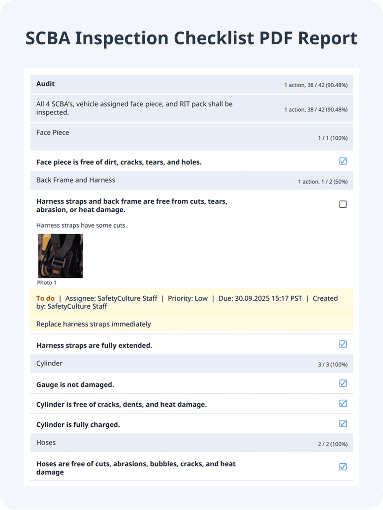 Free SCBA Inspection Checklist | PDF | SafetyCulture