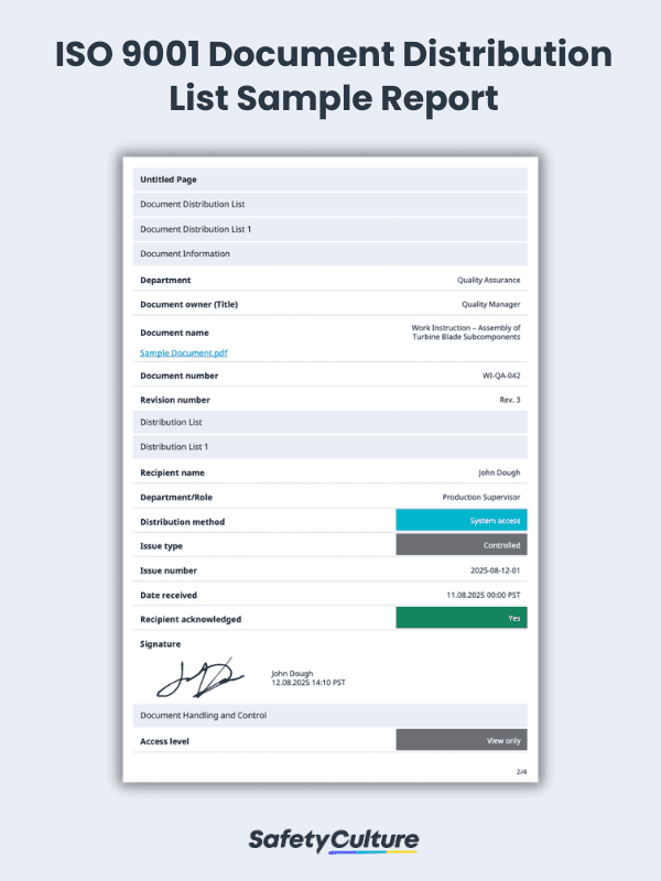 Free ISO 9001 Document Distribution List | PDF | SafetyCulture