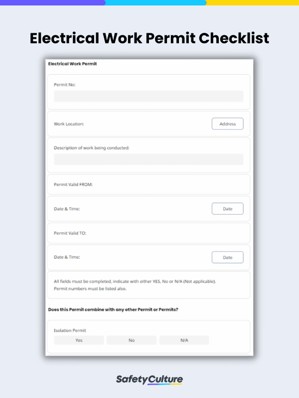 Free Electrical Work Permit Checklist | PDF | SafetyCulture