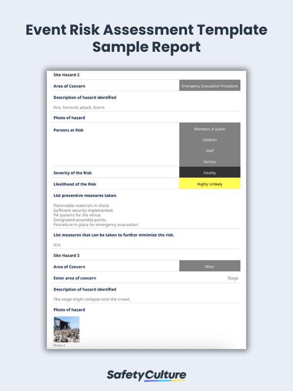 Free Event Risk Assessment Templates | PDF | SafetyCulture
