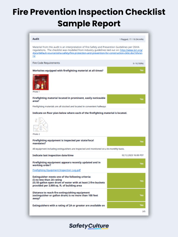 Fire Inspection Checklist | Free PDF | SafetyCulture