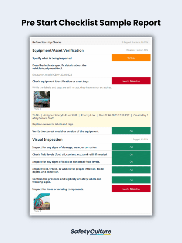 Free Pre Start Checklist | PDF | SafetyCulture