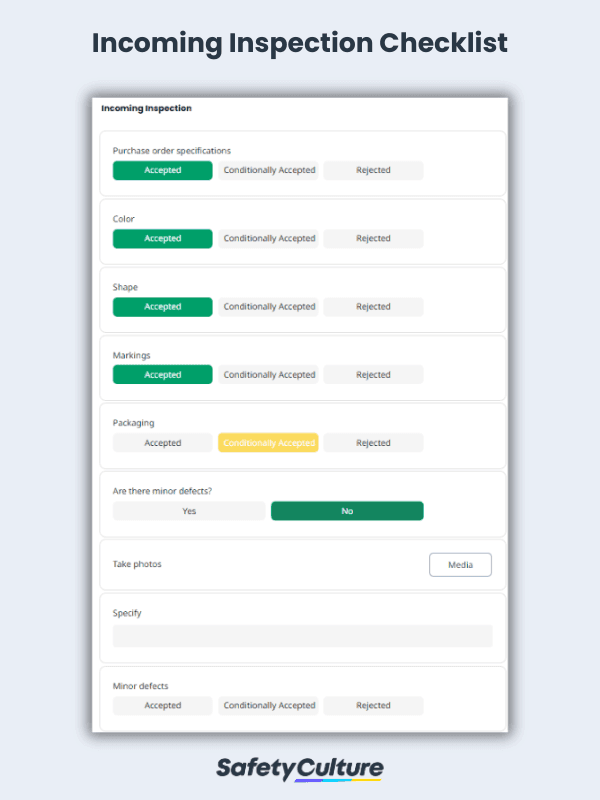 Free Incoming Inspection Checklist | PDF | SafetyCulture