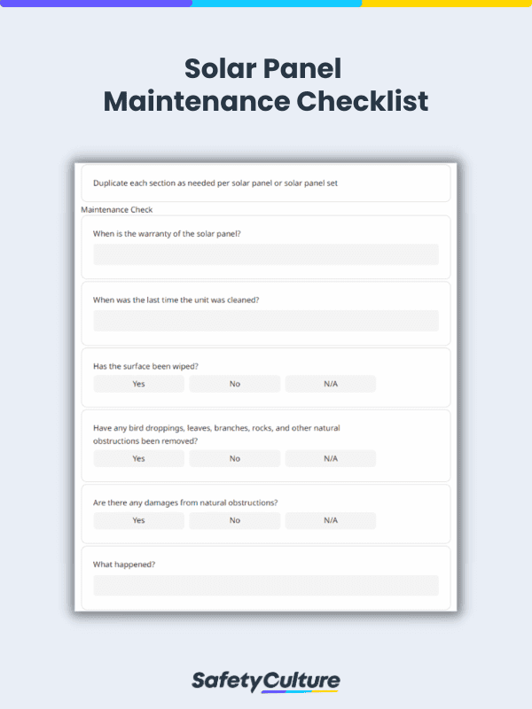 Free Solar Panel Maintenance Checklists | PDF | SafetyCulture