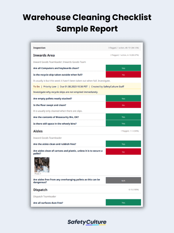 Free Warehouse Cleaning Checklist | PDF | SafetyCulture
