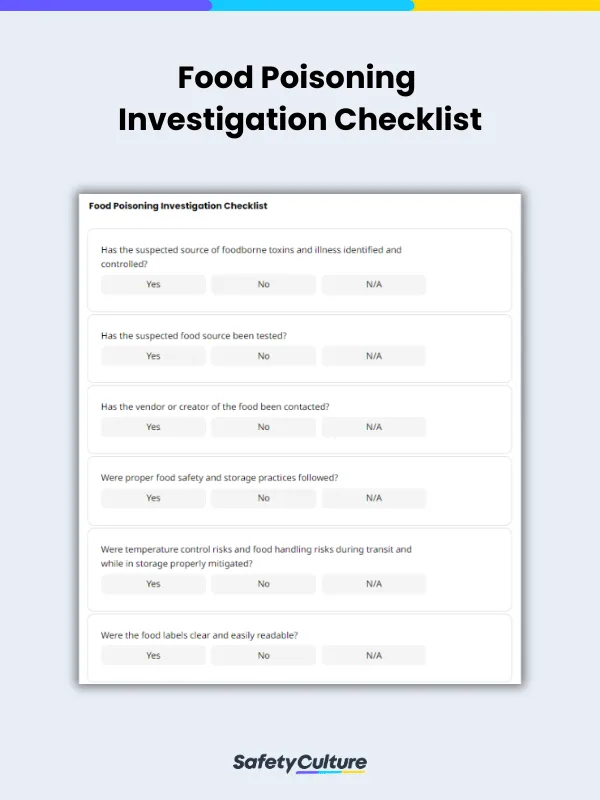 Food Poisoning Investigation Checklist | SafetyCulture