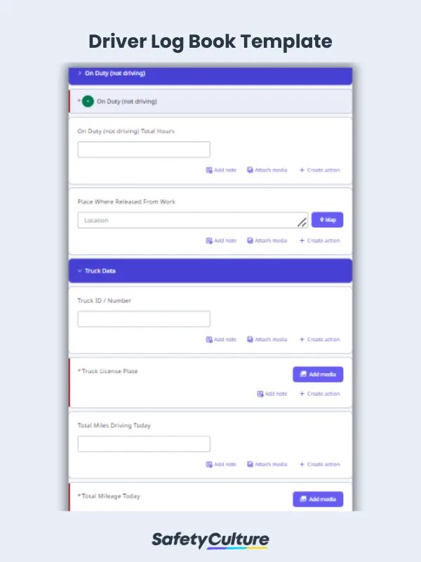driver log book sample template